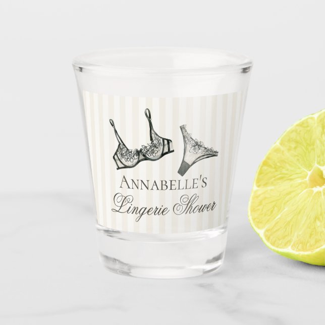 Black Lingerie Shower Bachelorette Party Favour Shot Glass (Front)