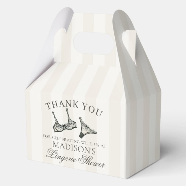 Black Lingerie Shower Bachelorette Party Gable Favour Box (Front)