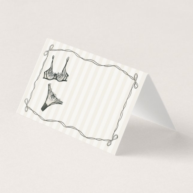 Black Lingerie Shower Bow Place Card Table Decor (Front)