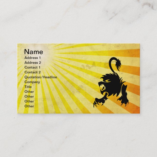 Black Lion; Leo Business Card (Front)