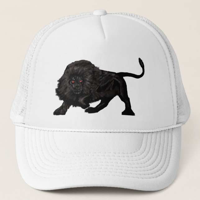 Black lion prowling trucker hat (Front)