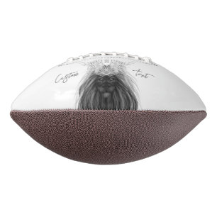 Black Lion with Antlers Crown and Monogram American Football