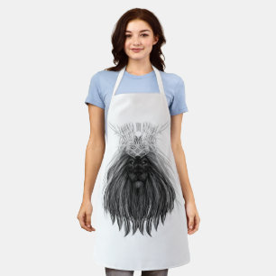 Black Lion with Antlers Crown and Monogram Apron