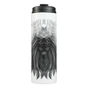 Black Lion with Antlers Crown and Monogram Thermal Tumbler