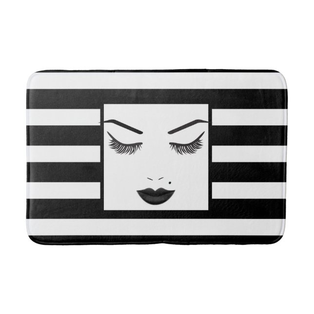 Black Lips Beauty Makeup Face Lashes & Eyebrows Bath Mat (Front)