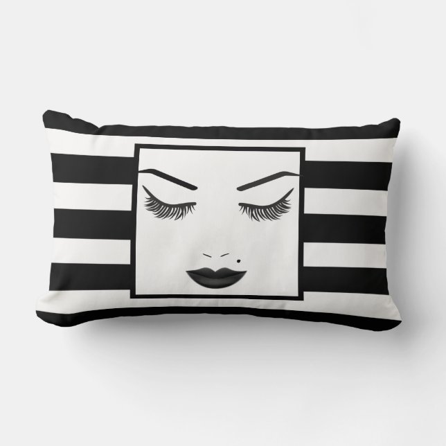 Black Lips Beauty Makeup Face Lashes & Eyebrows Lumbar Cushion (Front)