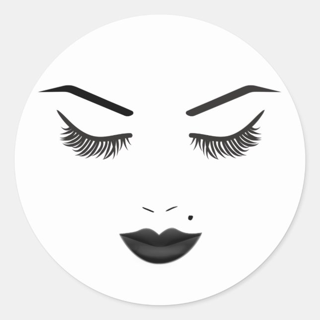 Black Lips Makeup Face Eyebrows Lips Glam Beauty Classic Round Sticker (Front)