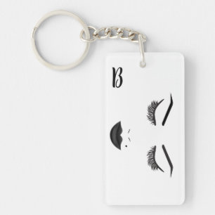 Black Lips Makeup Face Eyebrows Lips Glam Beauty Key Ring