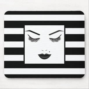 Black Lips Makeup Face Eyebrows Lips Glam Beauty Mouse Mat