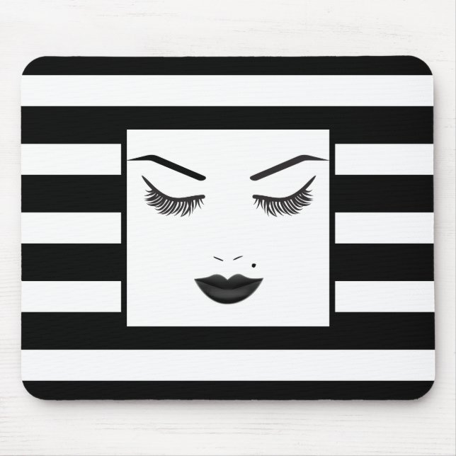 Black Lips Makeup Face Eyebrows Lips Glam Beauty Mouse Mat (Front)