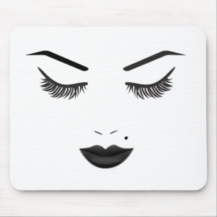 Black Lips Makeup Face Eyebrows Lips Glam Beauty Mouse Mat