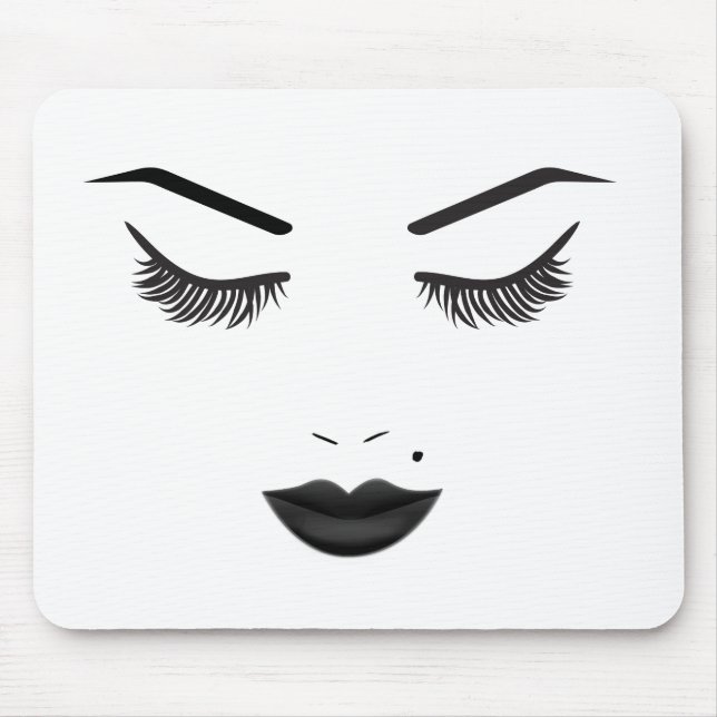 Black Lips Makeup Face Eyebrows Lips Glam Beauty Mouse Mat (Front)