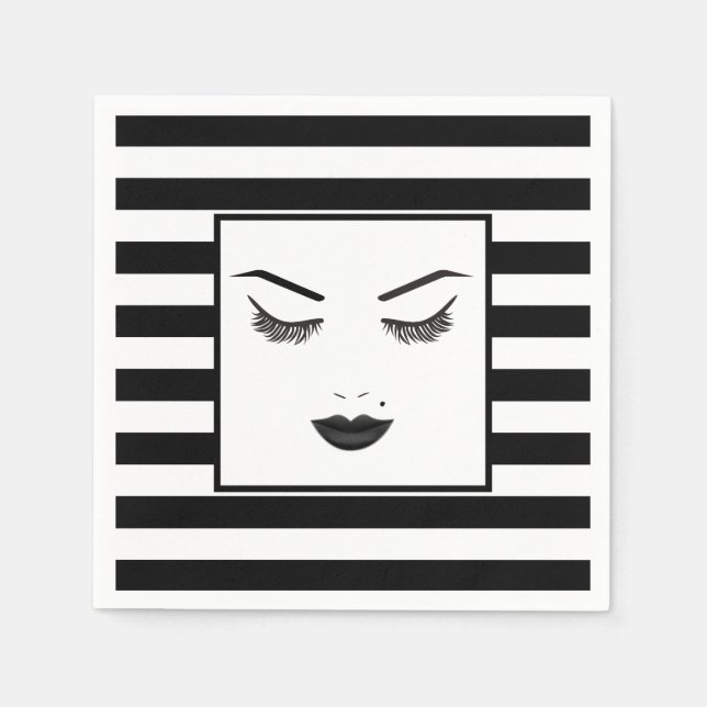 Black Lips Makeup Face Eyebrows Lips Glam Beauty Napkin (Front)