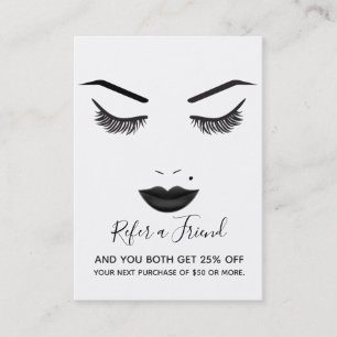 Black Lips Makeup Face Lashes Lips Referral Salon Business Card