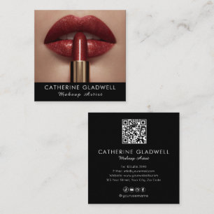Black Lipstick Make Up Artist Square Business Card