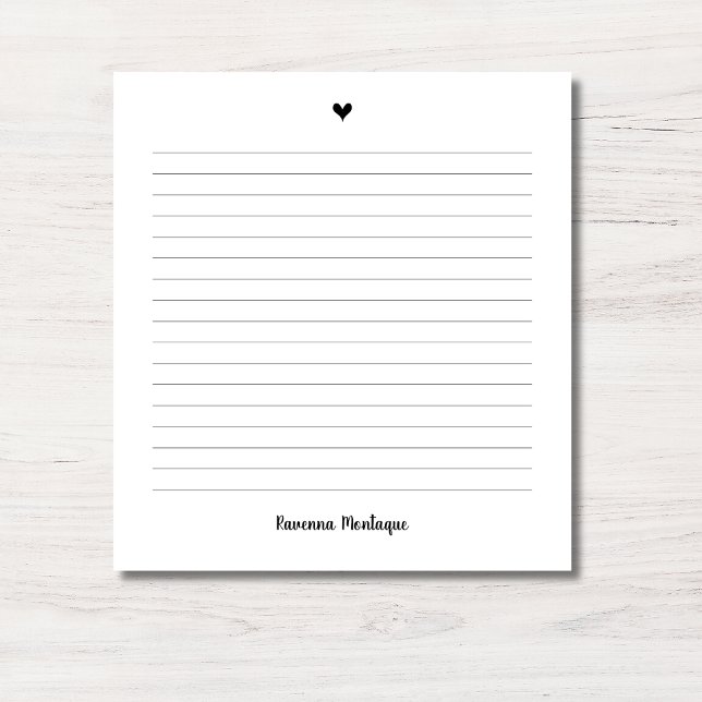 Black Little Heart Handwritten Name Lined Notepad (Creator Uploaded)