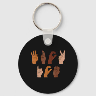 Black Lives ASL Diversity Hands Social Justice Key Ring