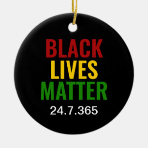 BLACK LIVES MATTER 24.7.365 BHM CERAMIC TREE DECORATION