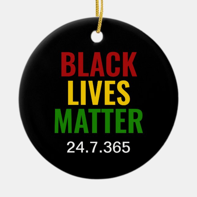 BLACK LIVES MATTER 24.7.365 BHM CERAMIC TREE DECORATION (Front)