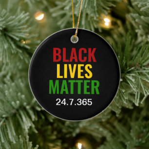 BLACK LIVES MATTER 24.7.365 BHM CERAMIC TREE DECORATION