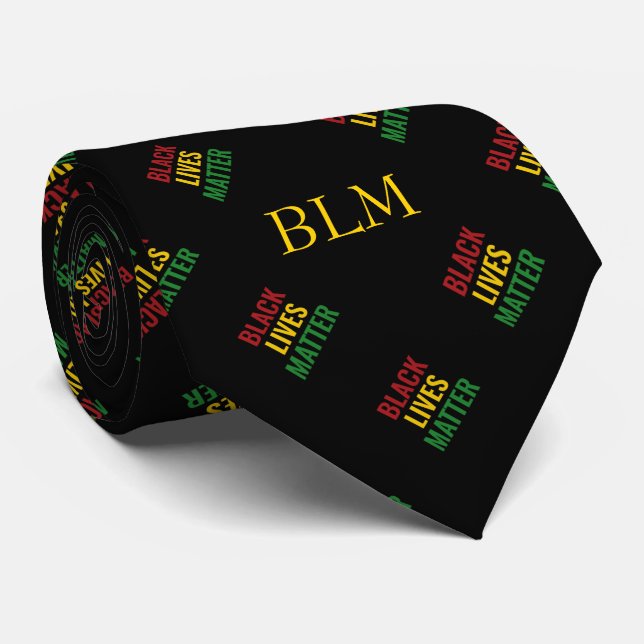 BLACK LIVES MATTER BHM Customisable MONOGRAM Tie (Rolled)