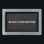 Black Lives Matter black and white text minimalist Belt Buckle<br><div class="desc">Black Lives Matter black and white text minimalist belt buckle.
Fully customisable white text on black plain solid editable colour background,  so you can personalise it and make it unique.</div>