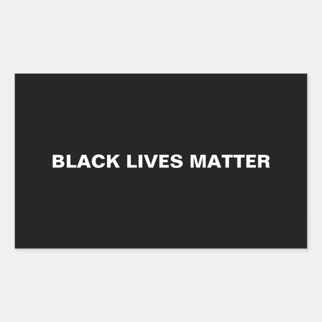 Black Lives Matter black and white text minimalist Rectangular Sticker (Front)