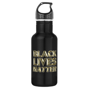 Black Lives Matter black gold modern typography 532 Ml Water Bottle