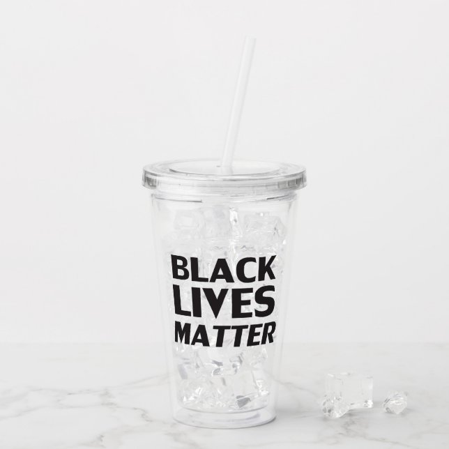 Black Lives Matter black modern bold typography Acrylic Tumbler (Back Ice)