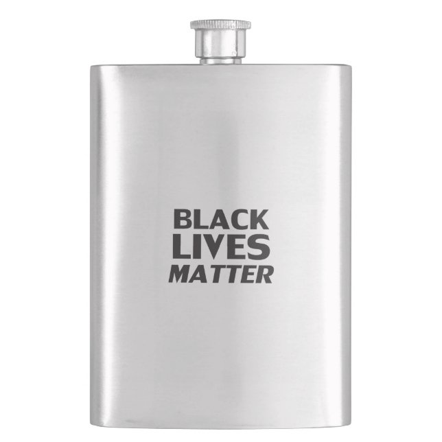Black Lives Matter black modern bold typography Hip Flask (Front)