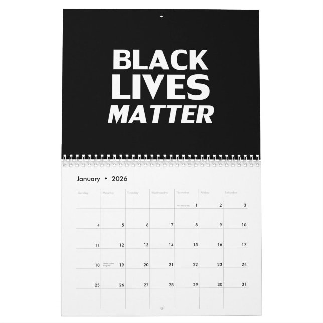 Black Lives Matter black white modern typography Calendar (Jan 2026)