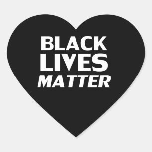Black Lives Matter black white modern typography Heart Sticker