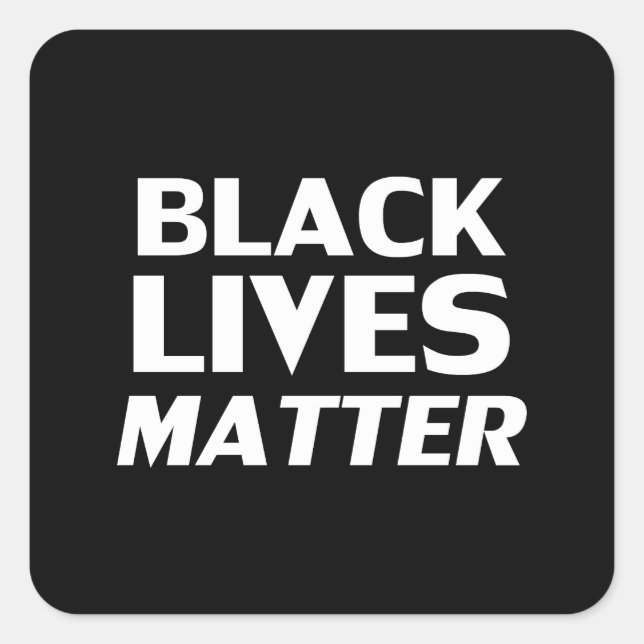 Black Lives Matter black white modern typography Square Sticker (Front)