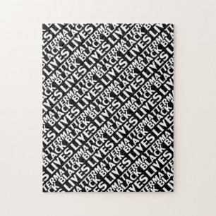 Black lives matter, black white pattern jigsaw puzzle