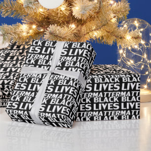 Black Lives Matter black white text pattern modern Wrapping Paper