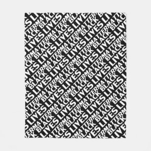Black Lives Matter black white typography pattern Fleece Blanket