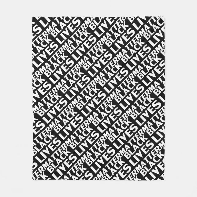 Black Lives Matter black white typography pattern Fleece Blanket (Front)