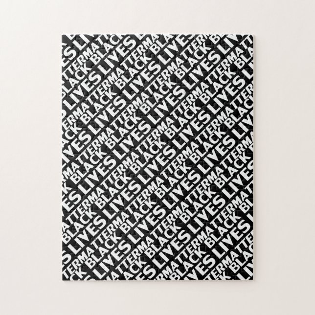 Black Lives Matter black white typography pattern Jigsaw Puzzle (Vertical)