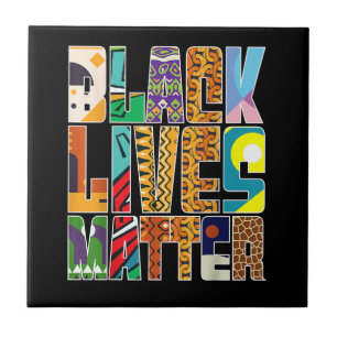 Black Lives Matter BLM Diversity Mural Art Black H Tile