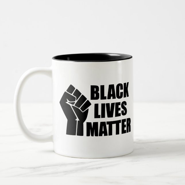 Black Lives Matter - BLM Logo Two-Tone Coffee Mug (Left)