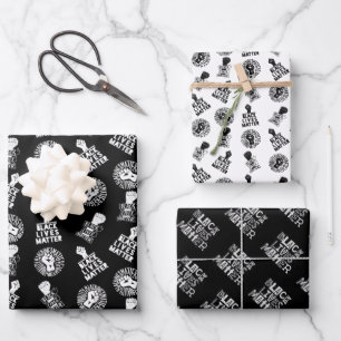 Black Lives Matter BLM Power Fist Collection Trio Wrapping Paper Sheet
