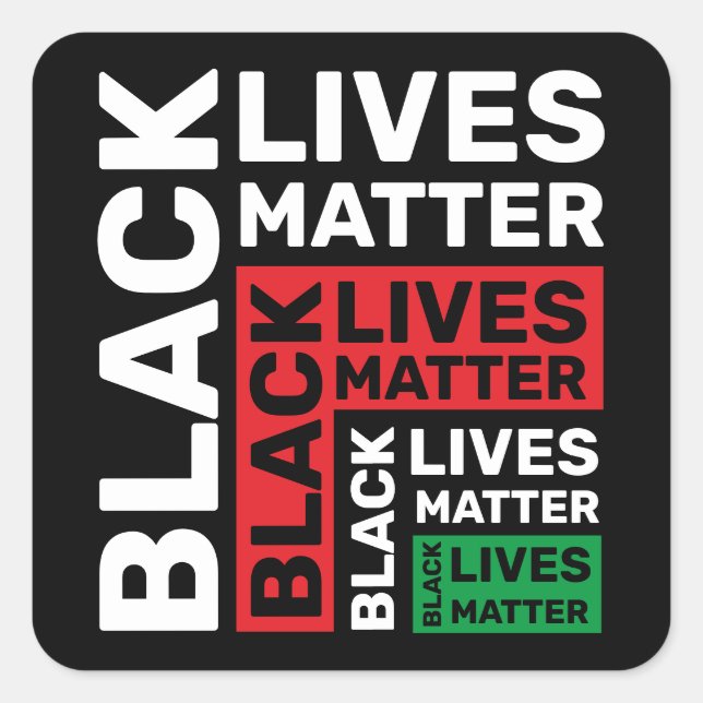 Black Lives Matter BLM Red Green Square Sticker (Front)