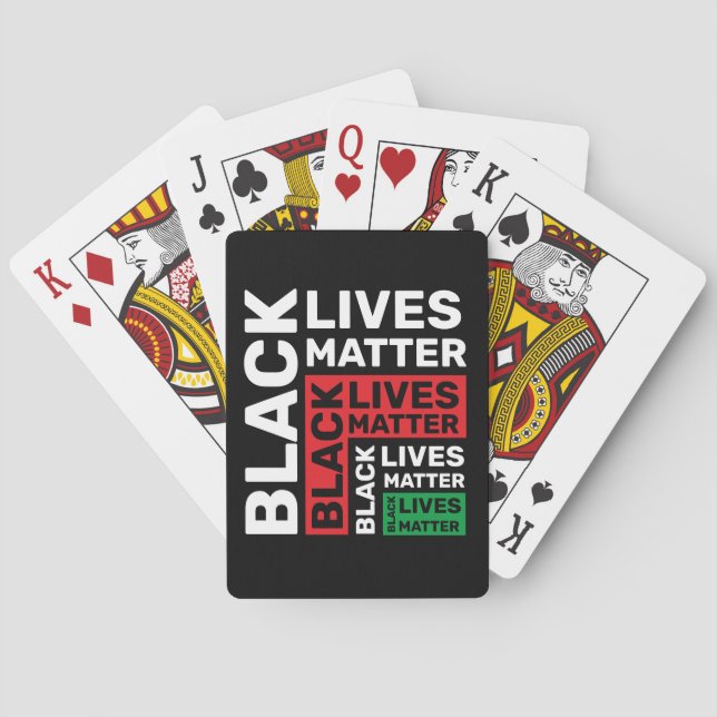 Black Lives Matter BLM Red Green Typography Playing Cards (Back)