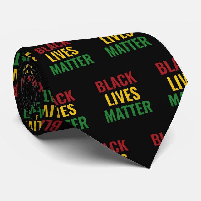 BLACK LIVES MATTER BLM Red Yellow Green BHM Tie (Rolled)