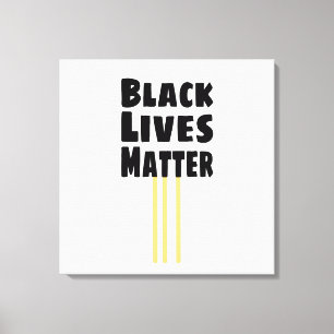 Black Lives Matter BLM three Yellow Stripes Canvas Print