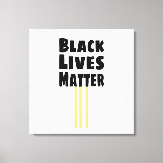 Black Lives Matter BLM three Yellow Stripes Canvas Print (Front)
