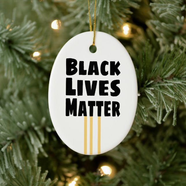 Black Lives Matter BLM three Yellow Stripes Ceramic Tree Decoration (Tree)