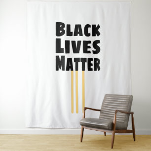 Black Lives Matter BLM three Yellow Stripes Tapestry