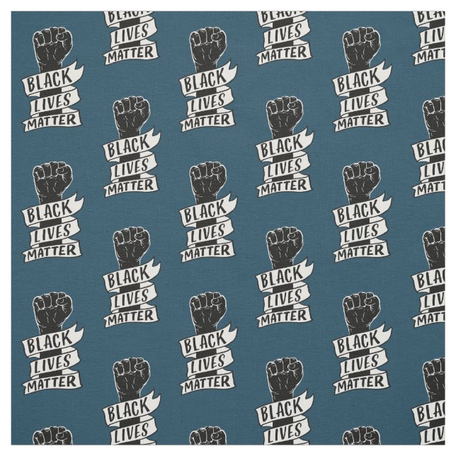 black lives matter blue fist blm protest pattern fabric (Swatch)