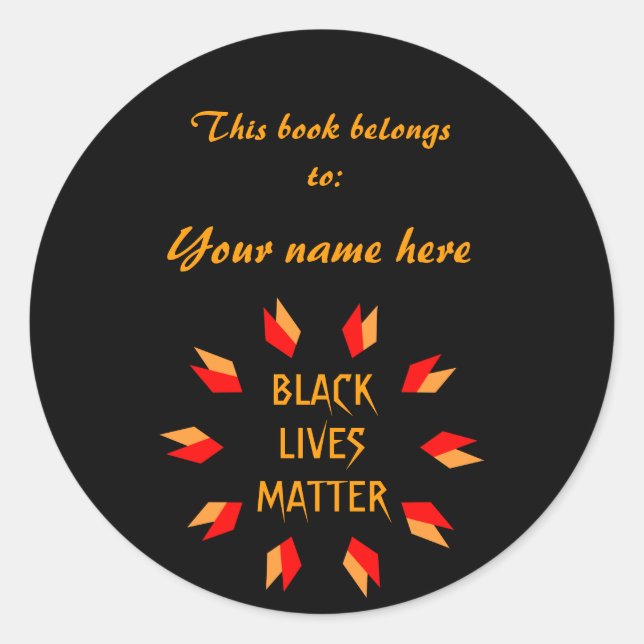 Black Lives Matter Bookplate Classic Round Sticker (Front)